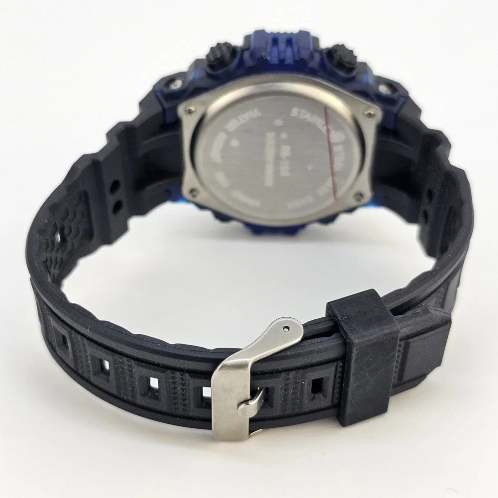 Men's Sports‎ Digital Watch 50MM Day Date Light Black Plastic Bands Working